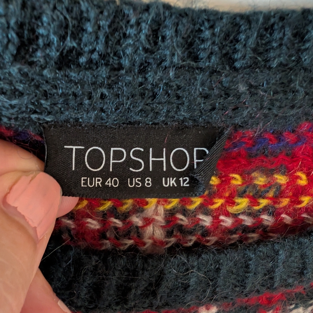 TopShop Plaid Oversized Sweater - Size 6 - Picture 2 of 7